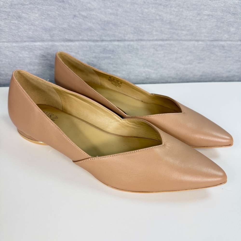 Naturalizer Havana Womens 10M Flats Nude Beige Pointed Toe Leather V Cut Shoes - Picture 4 of 11